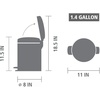 image:imageBrabantia StepOn XS Trash Can  Mineral Concrete Gray  13 Gallon  5L  Bathroom Bedroom Office Trash Can Light Pedal Handle amp Removable Inner Bucket  99 x 133 x 162   Trash BagsMatt Black