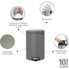 image:imageBrabantia StepOn XS Trash Can  Mineral Concrete Gray  13 Gallon  5L  Bathroom Bedroom Office Trash Can Light Pedal Handle amp Removable Inner Bucket  99 x 133 x 162   Trash BagsMineral Concrete Gray