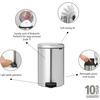 image:imageBrabantia StepOn XS Trash Can  Mineral Concrete Gray  13 Gallon  5L  Bathroom Bedroom Office Trash Can Light Pedal Handle amp Removable Inner Bucket  99 x 133 x 162   Trash BagsMatt Steel FPP