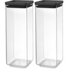 image:imageBrabantia Tasty 4pc Stackable Food Canisters Set Dark Gray 2x 07qt amp 2x 17qt BPAFree SpaceSaving Jars with Silicone Seal Lids for FreshnessDark Gray