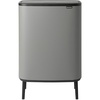 image:imageBrabantia Bo Hi Touch Top Kitchen Trash Can with Dual Compartments amp Raised Legs  Matt Steel Fingerprint Proof  2 x 8 Gal Inner Buckets  SoftClose Light Touch Opening StayOpen Lid  Trash BagsMineral Concrete Gray