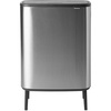 image:imageBrabantia Bo Hi Touch Top Kitchen Trash Can with Dual Compartments amp Raised Legs  Matt Steel Fingerprint Proof  2 x 8 Gal Inner Buckets  SoftClose Light Touch Opening StayOpen Lid  Trash BagsMatt Steel FPP