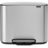 image:imageBrabantia Bo StepOn Kitchen Trash Can with Dual Compartments  White  3  6 Gal Inner Buckets  SoftClose Garbage Can Light Pedal Operation StayOpen Lid  Fits Against Wall   Trash BagsMatt Steel FPP