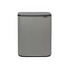 image:imageBrabantia Bo Touch Top Kitchen Trash Can with Single Compartment  Mineral Gray  16 Gal Inner Bucket  SoftClose Garbage Can Light Touch Opening StayOpen Lid  Fits Against Wall   Trash Bags