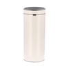image:imageBrabantia PressTop Kitchen Trash Can with Flat Back  Brilliant Steel  106 Gallon  40L  Home Trash Can with SoftTouch StayOpen Lid amp Removable Inner Bucket  Flat Against Wall   Trash BagsSoft Beige