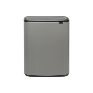 image:imageBrabantia Bo Touch Top Kitchen Trash Can with Single Compartment  Mineral Gray  16 Gal Inner Bucket  SoftClose Garbage Can Light Touch Opening StayOpen Lid  Fits Against Wall   Trash Bags