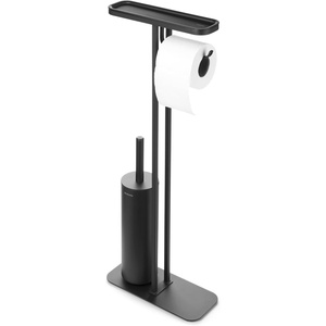 image:imageBrabantia Mindset Toilet Butler  Mineral Infinite Gray  Freestanding AllinOne Bathroom Accessory Set  Toilet Paper Holder Stand Integrated Shelf amp Toilet Brush amp Holder  Bathroom Phone HolderMineral Infinite Gray