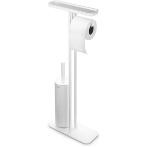image:imageBrabantia Mindset Toilet Butler  Mineral Infinite Gray  Freestanding AllinOne Bathroom Accessory Set  Toilet Paper Holder Stand Integrated Shelf amp Toilet Brush amp Holder  Bathroom Phone HolderMineral Fresh White