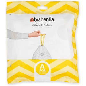image:imageBrabantia PerfectFit Trash Bags Size Y53 Gal Thick Plastic Trash Can Liners with Drawstring Handles 120 BagsWhite  Code A