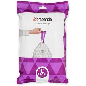 image:imageBrabantia PerfectFit Trash Bags Size Y53 Gal Thick Plastic Trash Can Liners with Drawstring Handles 120 BagsWhite  Code C