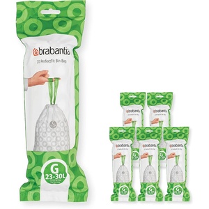image:imageBrabantia PerfectFit Trash Bags Size Y53 Gal Thick Plastic Trash Can Liners with Drawstring Handles 120 BagsWhite  Code G