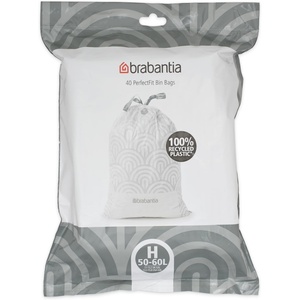 image:imageBrabantia PerfectFit Trash Bags Size Y53 Gal Thick Plastic Trash Can Liners with Drawstring Handles 120 BagsWhite  Code H