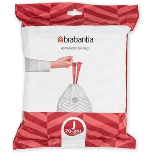 image:imageBrabantia PerfectFit Trash Bags Size Y53 Gal Thick Plastic Trash Can Liners with Drawstring Handles 120 BagsWhite  Code J