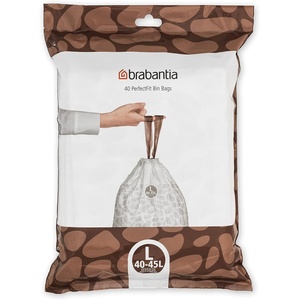 image:imageBrabantia PerfectFit Trash Bags Size Y53 Gal Thick Plastic Trash Can Liners with Drawstring Handles 120 BagsWhite  Code L