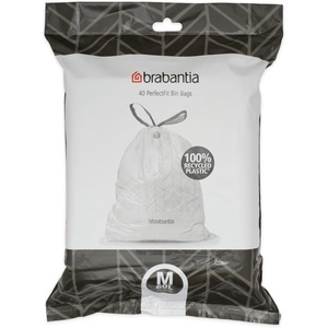 image:imageBrabantia PerfectFit Trash Bags Size Y53 Gal Thick Plastic Trash Can Liners with Drawstring Handles 120 BagsWhite  Code M