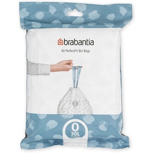 image:imageBrabantia PerfectFit Trash Bags Size Y53 Gal Thick Plastic Trash Can Liners with Drawstring Handles 120 BagsWhite  Code O
