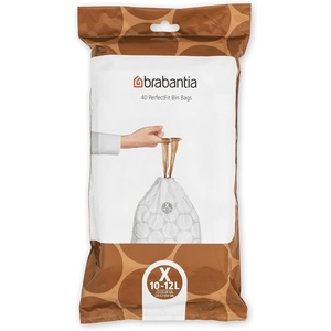image:imageBrabantia PerfectFit Trash Bags Size Y53 Gal Thick Plastic Trash Can Liners with Drawstring Handles 120 BagsWhite  Code X