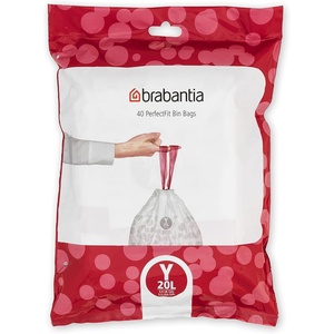 image:imageBrabantia PerfectFit Trash Bags Size Y53 Gal Thick Plastic Trash Can Liners with Drawstring Handles 120 BagsWhite  Code Y