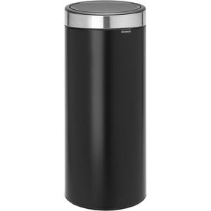image:imageBrabantia PressTop Kitchen Trash Can with Flat Back  Brilliant Steel  106 Gallon  40L  Home Trash Can with SoftTouch StayOpen Lid amp Removable Inner Bucket  Flat Against Wall   Trash BagsMatt BlackMatt Steel