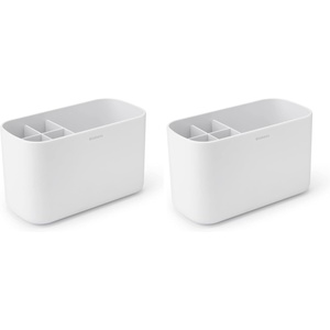 image:imageBrabantia ReNew Bathroom Caddy White  Compartments for Toothbrushes Toothpaste Soap etc  Nonslip Base and Drainage HolesWhite