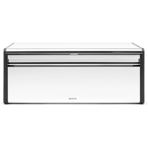 image:imageBrabantia Rectangular Fall Front Bread Box  White  Large Metal Front Opening Bread Store for Kitchen Countertop  Flat Top for Extra Storage Magnet Closing Lid  Fits 2 LoavesBrilliant Steel