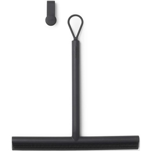 image:imageBrabantia Silicone Shower Squeegee with Hook Dark Gray Anti Streak Cleaning Wiper for Bathroom Glass Plastic Tile  Doublesided Brush amp Rim DesignDark Gray