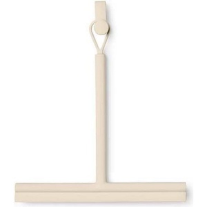 image:imageBrabantia Silicone Shower Squeegee with Hook Dark Gray Anti Streak Cleaning Wiper for Bathroom Glass Plastic Tile  Doublesided Brush amp Rim DesignSoft Beige