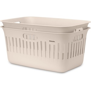 image:imageBrabantia CollectIt Laundry Basket 55L121 Gallon White Set of 2 Laundry Hamper for Kitchens and Laundry Rooms Storage Basket for Clothing Towels and BeddingSoft Beige