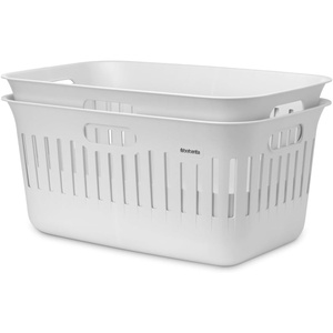 image:imageBrabantia CollectIt Laundry Basket 55L121 Gallon White Set of 2 Laundry Hamper for Kitchens and Laundry Rooms Storage Basket for Clothing Towels and BeddingWhite