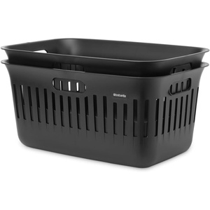 image:imageBrabantia CollectIt Laundry Basket 55L121 Gallon White Set of 2 Laundry Hamper for Kitchens and Laundry Rooms Storage Basket for Clothing Towels and BeddingBlack
