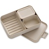 image:imageBrabantia Make amp Take Bento Lunch Box Soft Beige 2 Compartments amp Lidded Pot LiftOut Tray Divider BPAFree Airtight Snap Locks Microwave amp Freezer Safe Travel Meal Prep Container 68ozSoft Beige