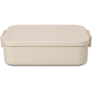 image:imageBrabantia Make amp Take Lunch Box 37 oz11L Soft Beige Adult Lunch Box for Sandwiches Wraps and More Plastic Food Container Lid with ClipsSoft Beige