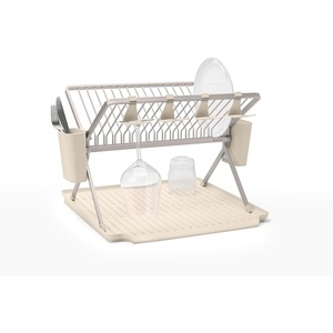 image:imageBrabantia SinkSide Large Foldable Dish Drying Rack Soft Beige Sleek Kitchen Drainer with Removable Cutlery Basket Countertop Dish Rack for Dishes and Kitchen AccessoriesLarge