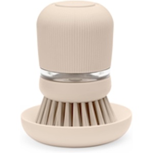 image:imageBrabantia SinkSide Soap Dispensing Dish Brush Soft Beige Dish Scrubbing Brush with Builtin Dish Soap Liquid Dispenser Dynamic Dish Washing Tool with Replaceable Head