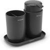 image:imageBrabantia Renew 3 Piece Bathroom Accessory Set Dark Grey Refillable Handwash Soap Dispenser Toothbrush Holder amp Tray Set of 3Dark Grey
