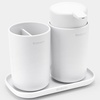 image:imageBrabantia Renew 3 Piece Bathroom Accessory Set Dark Grey Refillable Handwash Soap Dispenser Toothbrush Holder amp Tray Set of 3White