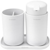 image:imageBrabantia Renew 3 Piece Bathroom Accessory Set Dark Grey Refillable Handwash Soap Dispenser Toothbrush Holder amp Tray Set of 3White