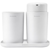 image:imageBrabantia Renew 3 Piece Bathroom Accessory Set Dark Grey Refillable Handwash Soap Dispenser Toothbrush Holder amp Tray Set of 3White