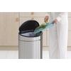 image:imageBrabantia PressTop Kitchen Trash Can with Flat Back  Matt Steel FPP  106 Gallon  40L  Home Trash Can with SoftTouch StayOpen Lid amp Removable Inner Bucket  Flat Against Wall   Trash BagsMatt Steel FFP