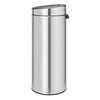 image:imageBrabantia PressTop Kitchen Trash Can with Flat Back  Matt Steel FPP  106 Gallon  40L  Home Trash Can with SoftTouch StayOpen Lid amp Removable Inner Bucket  Flat Against Wall   Trash BagsMatt Steel FFP