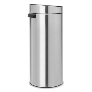 image:imageBrabantia PressTop Kitchen Trash Can with Flat Back  Matt Steel FPP  106 Gallon  40L  Home Trash Can with SoftTouch StayOpen Lid amp Removable Inner Bucket  Flat Against Wall   Trash BagsMatt Steel FFP