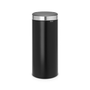 image:imageBrabantia PressTop Kitchen Trash Can with Flat Back  Matt Steel FPP  106 Gallon  40L  Home Trash Can with SoftTouch StayOpen Lid amp Removable Inner Bucket  Flat Against Wall   Trash BagsMatt BlackMatt Steel