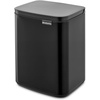 image:imageBrabantia Bo Small LiftOpen Trash Can  32 Gal  12L  Soft Beige  Free Standing Bedroom Bathroom Nursery Trash Can Removable Inner Bucket NonSlip Base  Trash BagsMatt Black