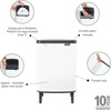 image:imageBrabantia Bo Small LiftOpen Trash Can with Raised Legs  32 Gal  12L  White  Free Standing Bedroom Bathroom Nursery Trash Can Removable Inner Bucket NonSlip Feet   Trash Bags
