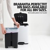 image:imageBrabantia Bo StepOn 8 Gallon Square Trash Can  White  LightPedal SoftClose Kitchen Trash Can Removable Inner Bucket NonSlip Base  Sample Trash Bags IncludedMatt Steel FPP