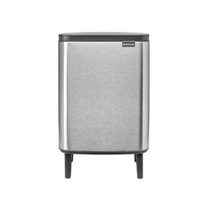 image:imageBrabantia Bo Small LiftOpen Trash Can with Raised Legs  32 Gal  12L  Matt Steel FPP  Free Standing Bedroom Bathroom Nursery Trash Can Removable Inner Bucket NonSlip Feet   Trash Bags
