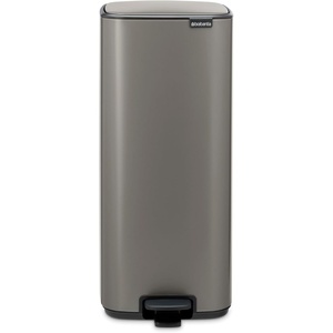 image:imageBrabantia Bo StepOn 8 Gallon Square Trash Can  White  LightPedal SoftClose Kitchen Trash Can Removable Inner Bucket NonSlip Base  Sample Trash Bags IncludedPlatinum
