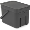 image:imageBrabantia Sort amp Go Food Waste Bin 16 Gallons 6LGray SpaceEfficient Plastic Recycling Bin with Handle Removable and StayOpen Lid Easy to Clean Kitchen Compost Caddy without Nooks and RimsGray