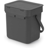 image:imageBrabantia Sort amp Go Waste Trash Can 08 Gallons 3LGray SpaceEfficient Plastic Recycling Bin with Handle Removable and StayOpen Lid Easy to Clean Kitchen Compost Caddy Without Nooks and Rims