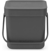 image:imageBrabantia Sort amp Go Waste Trash Can 08 Gallons 3LGray SpaceEfficient Plastic Recycling Bin with Handle Removable and StayOpen Lid Easy to Clean Kitchen Compost Caddy Without Nooks and Rims